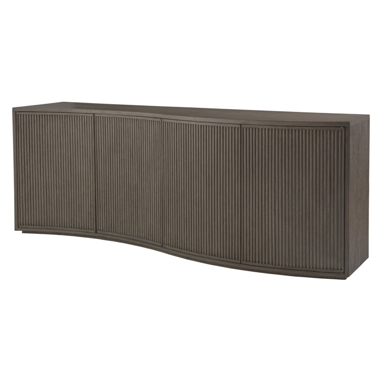 88" Gray Oak Modern Media Console with Cabinet