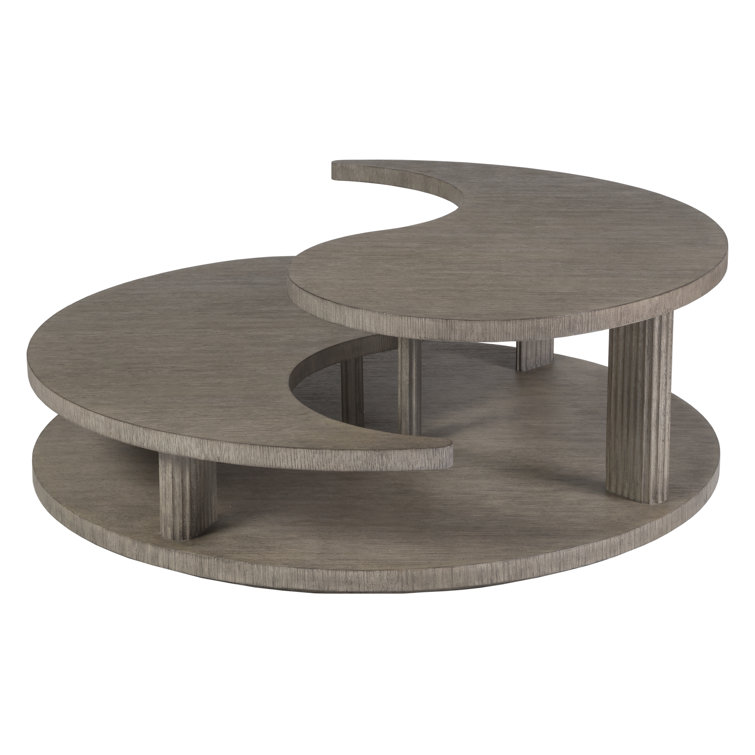 Cappuccino Grey Oak Fluted Round Cocktail Table 44" Modern Design