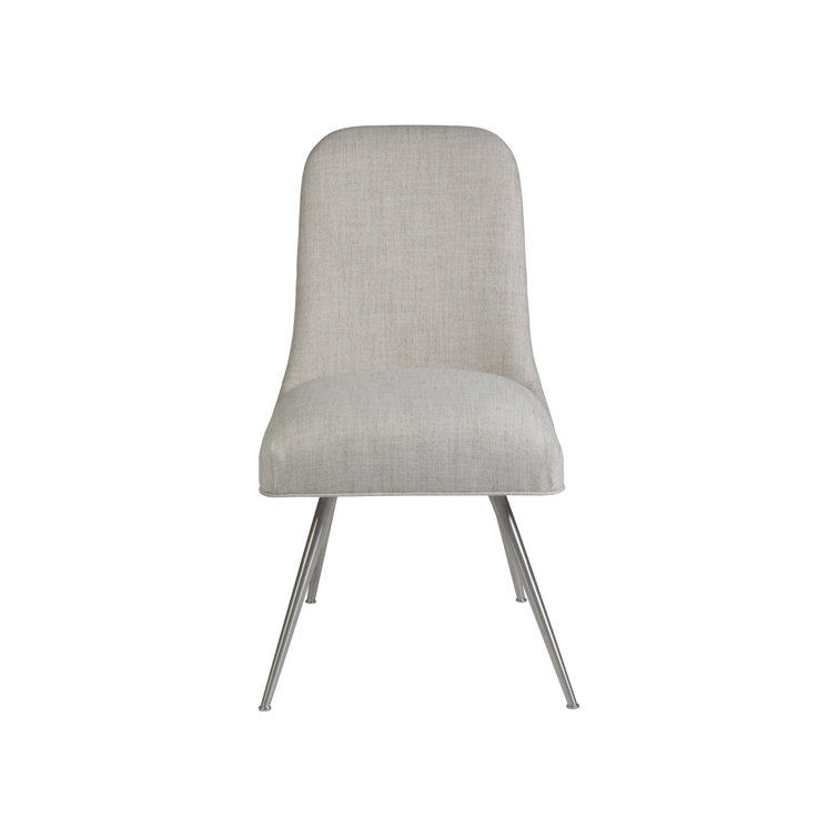 Transitional Dinah Upholstered Linen Side Chair in Gray