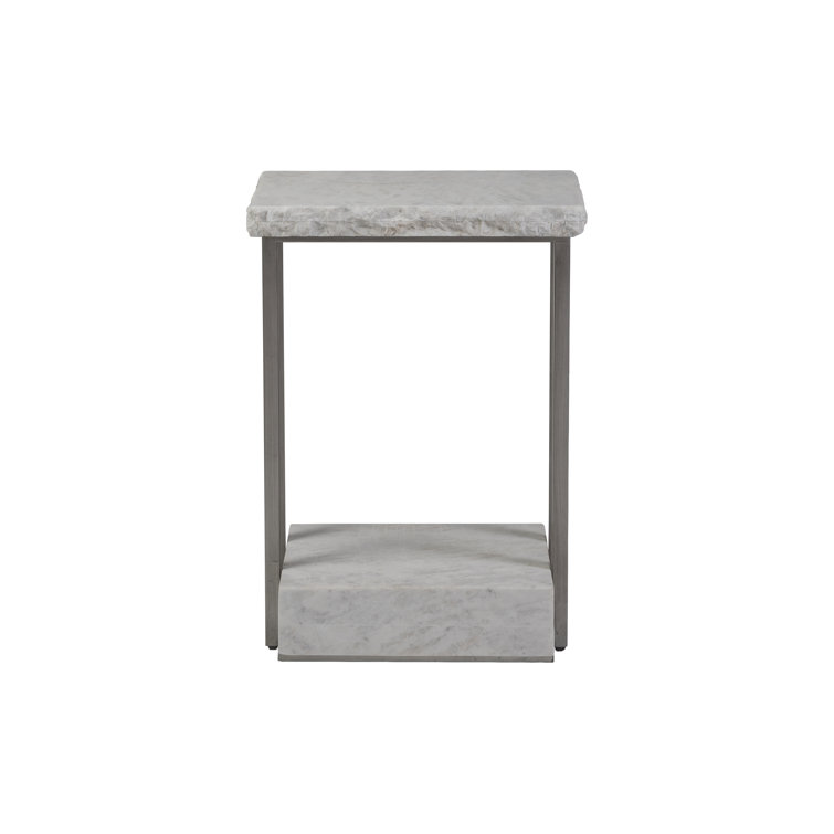 Bianco Laguna Polished Marble & Silver Leaf Rectangular Spot Table