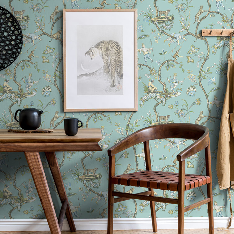 Robin Egg Blue Chinoiserie Self-Adhesive Wallpaper Roll