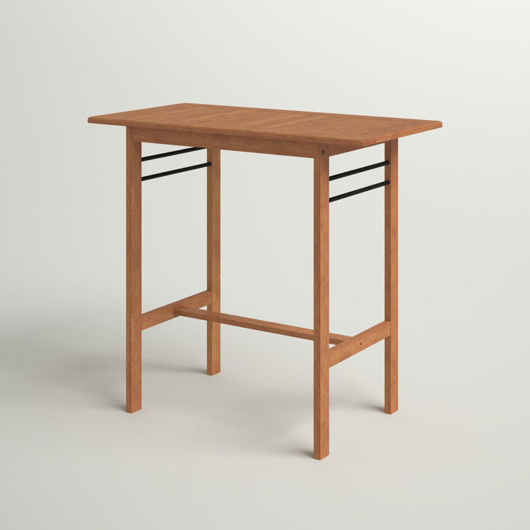 Eucalyptus Hardwood Outdoor Patio Bar Table with Metal Support
