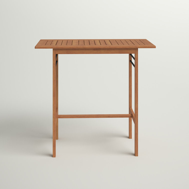 Eucalyptus Hardwood Outdoor Patio Bar Table with Metal Support