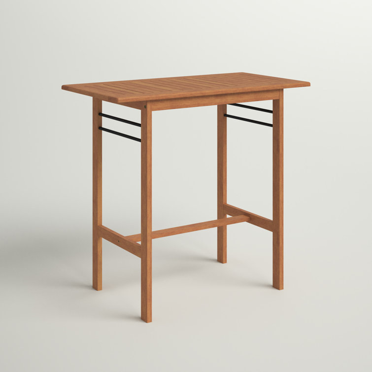 Eucalyptus Hardwood Outdoor Patio Bar Table with Metal Support