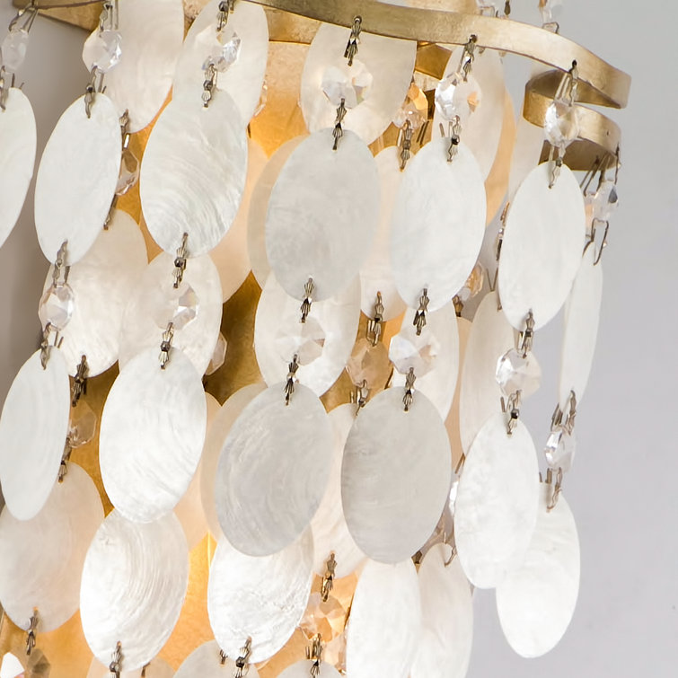 Champagne Leaf Gold Capiz Shell 2-Light Plug-In Sconce