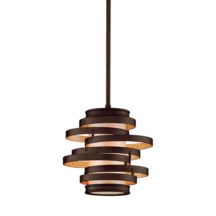 Vertigo Contemporary Bronze and Gold Leaf Mini Pendant Light