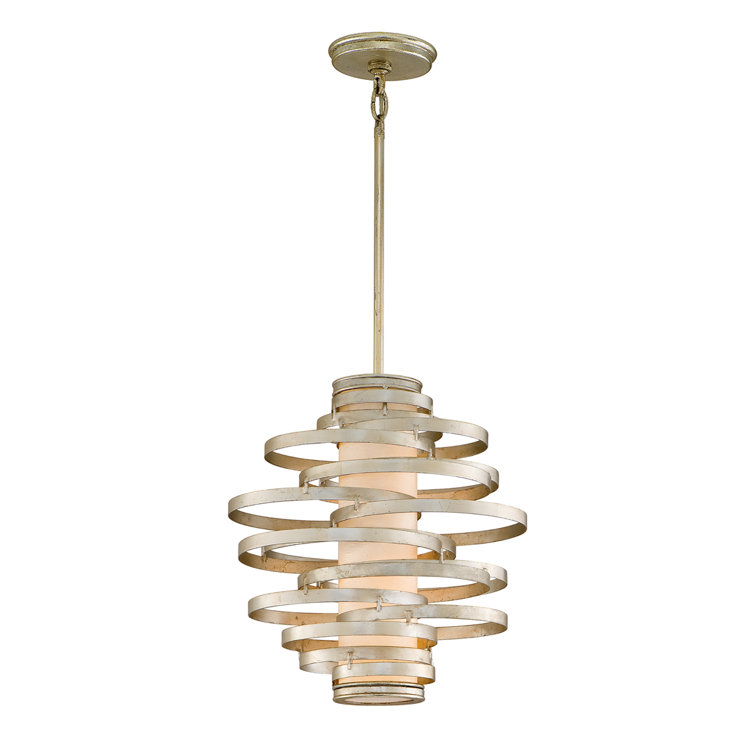 Modern Silver Leaf 2-Light Geometric Glass Chandelier