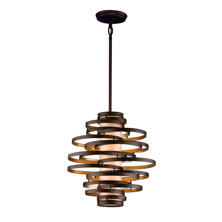 Bronze and Gold Leaf Geometric Pendant Light