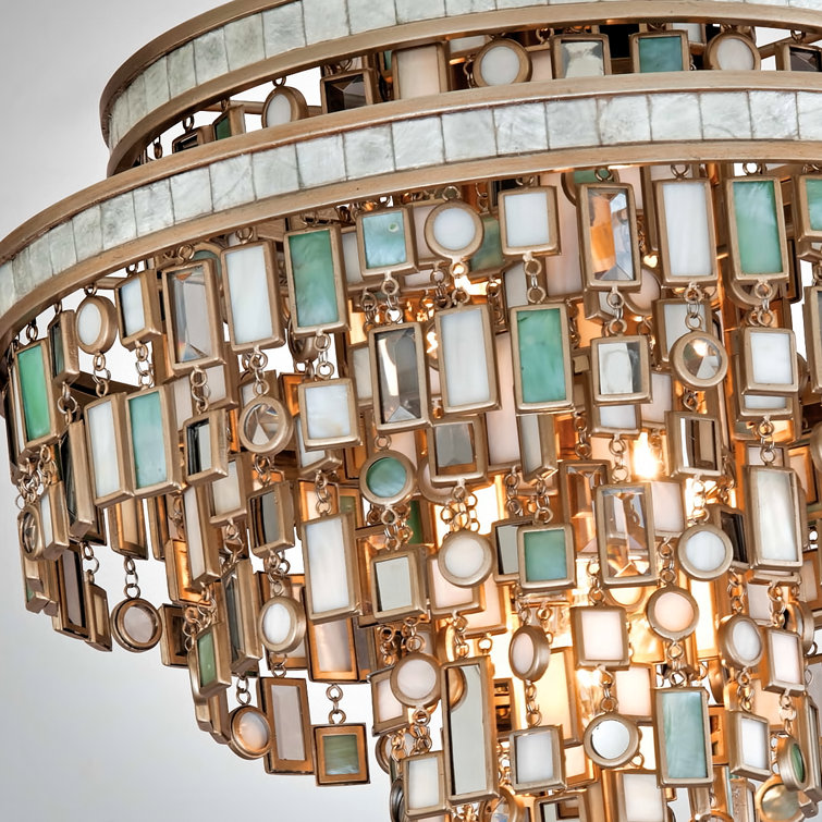 Dolcetti Silver 13-Light Chandelier with Mixed Shells and Crystal