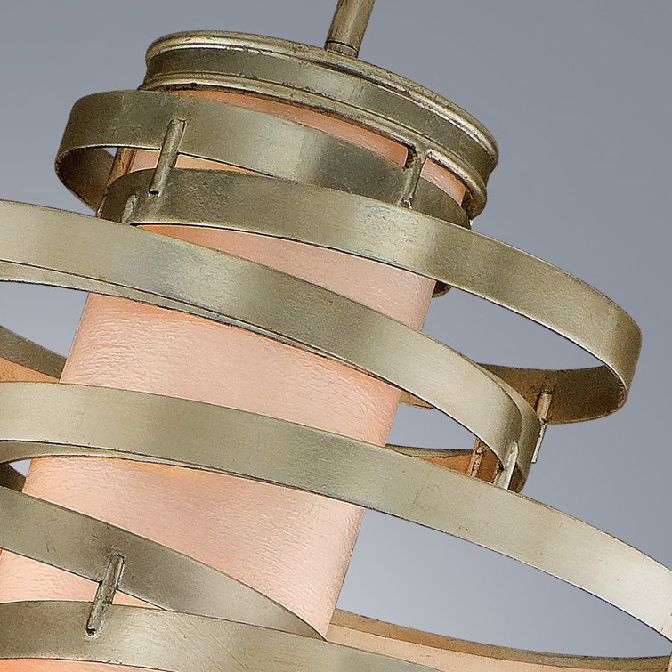 Modern Silver Leaf 2-Light Geometric Glass Chandelier