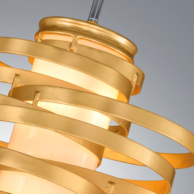 Gold Leaf Twisted Metal Geometric LED Chandelier