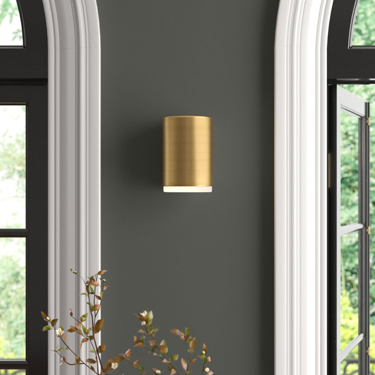 Lacquered Brass and Opal Glass Modern Flush Mount Light