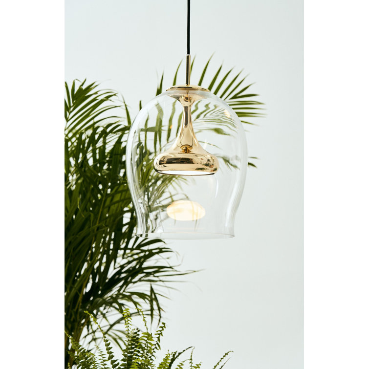 Elegant Moai Brass LED Pendant Light with Glass Shade