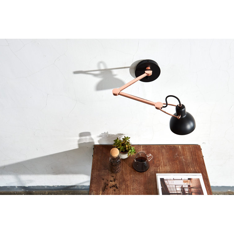 Laito Black and Copper Adjustable Swing Arm Wall Lamp