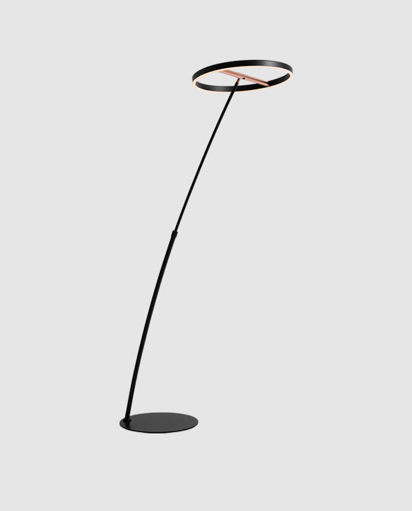 Adjustable Arc Black LED Arched Floor Lamp with Dimmer