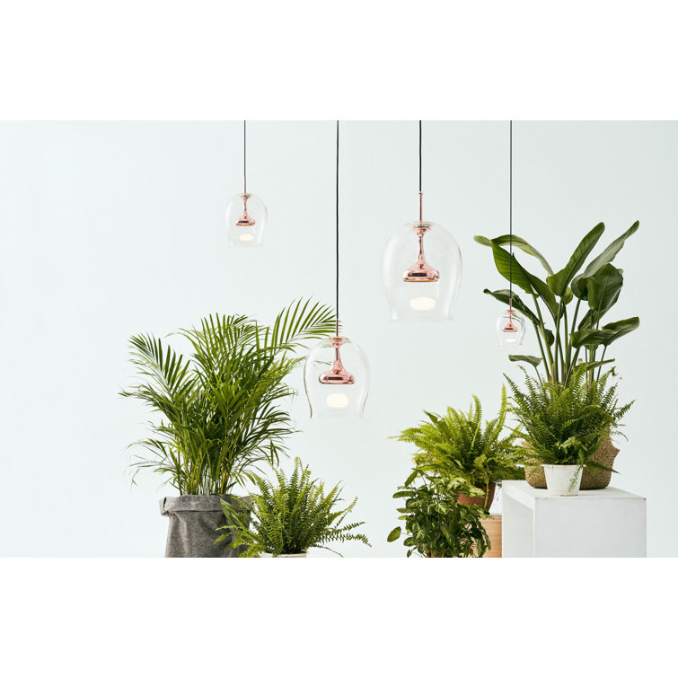 Elegant Copper Moai LED Pendant Light with Teardrop Glass Shade