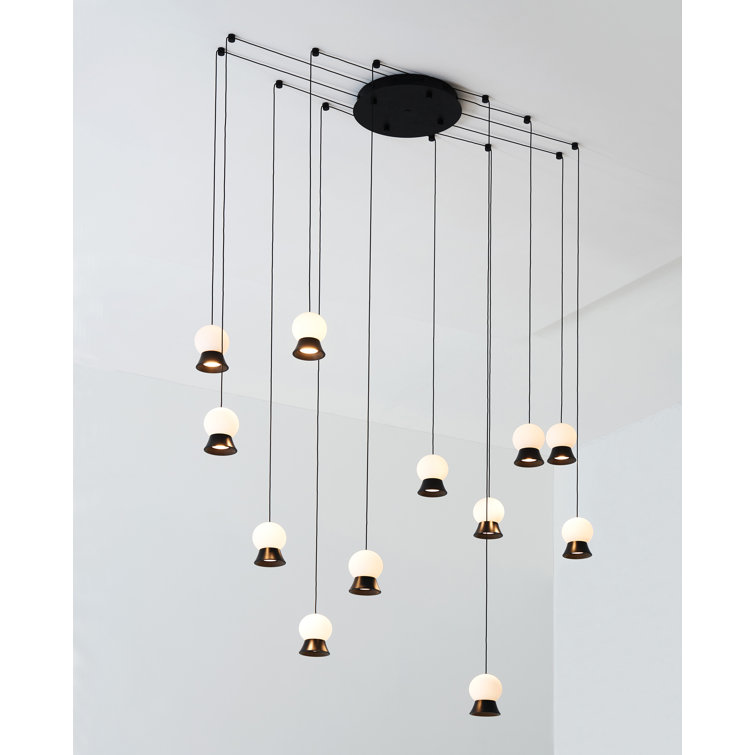 Matte Black Fuji Inspired 12-Light LED Globe Pendant