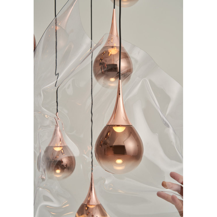Contemporary Copper 20.5" LED Glass Sphere Pendant