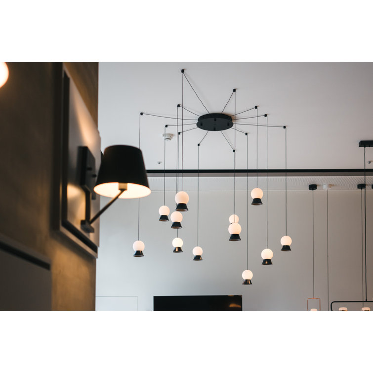 Matte Black Fuji Inspired 12-Light LED Globe Pendant