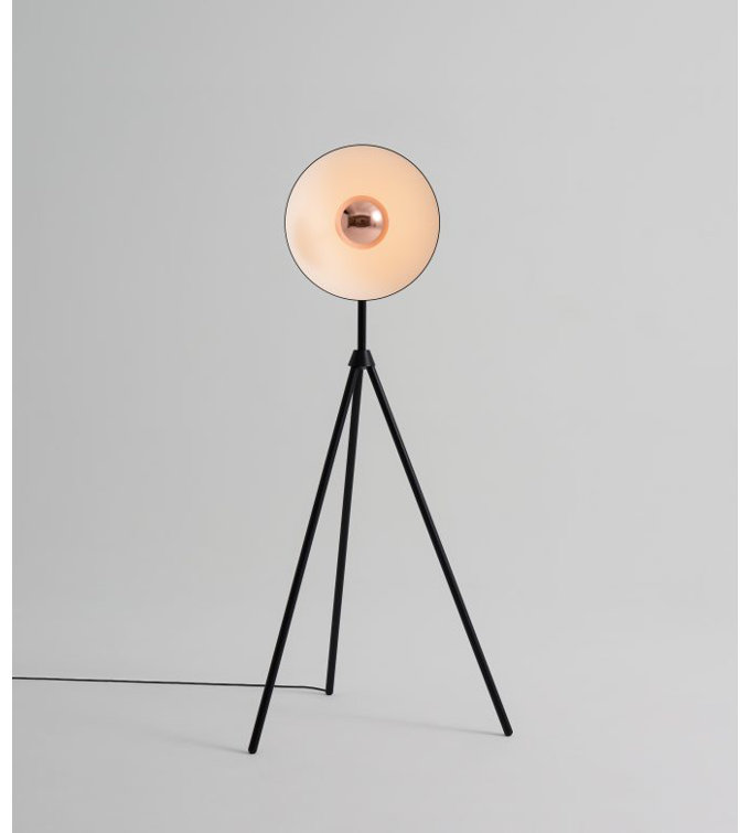 Apollo Mega Black and Copper Tripod Floor Lamp