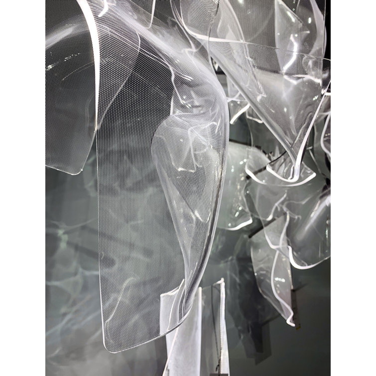 Polished Chrome LED Multi-Light Pendant with Patterned Acrylic