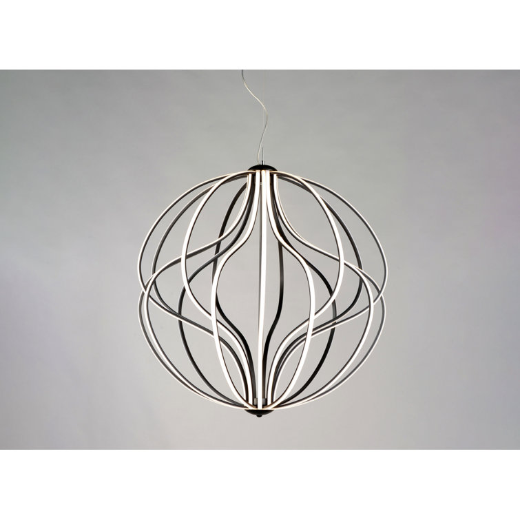 Black Aluminum LED Pendant Light with Adjustable Height
