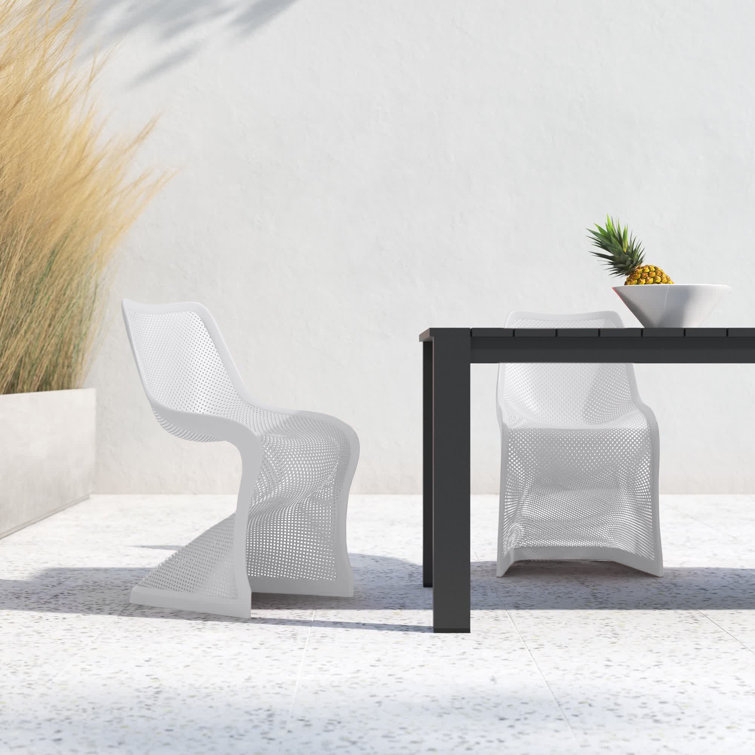 Elegant Bloom Marine-Grade White Resin Dining Chair - Set of 2