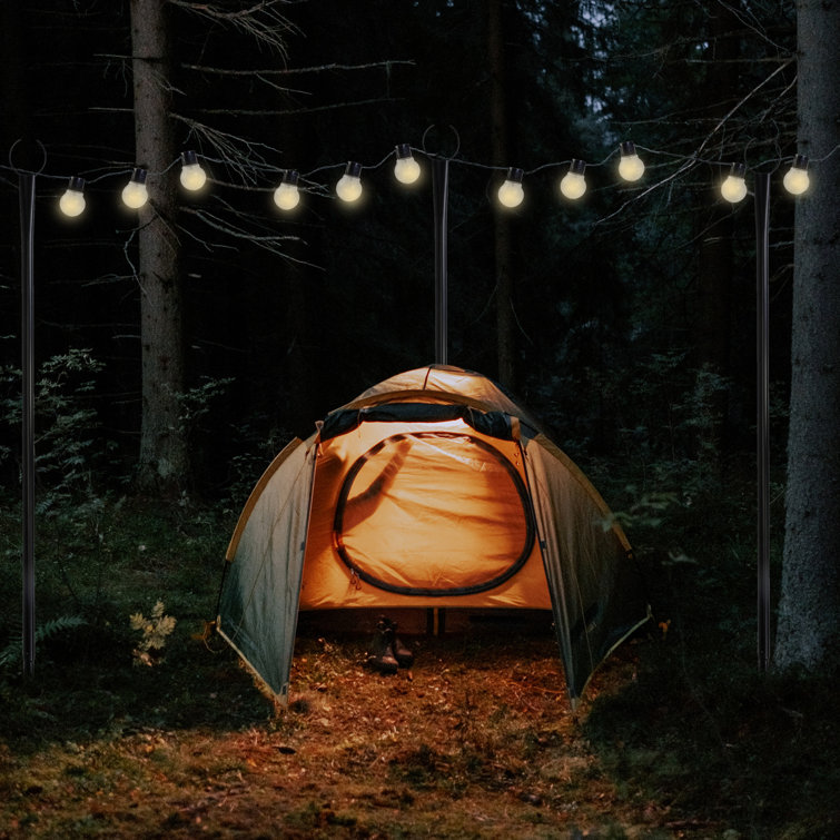 9-Foot Black Solar Powered Outdoor LED Globe String Lights