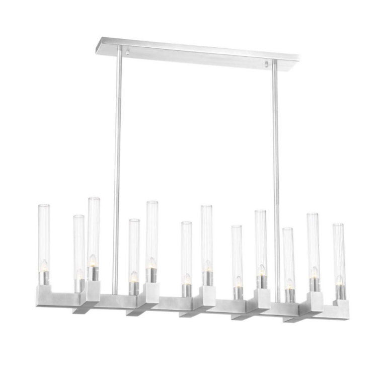 Placid Contemporary Nickel 38" Crystal Pendant Light