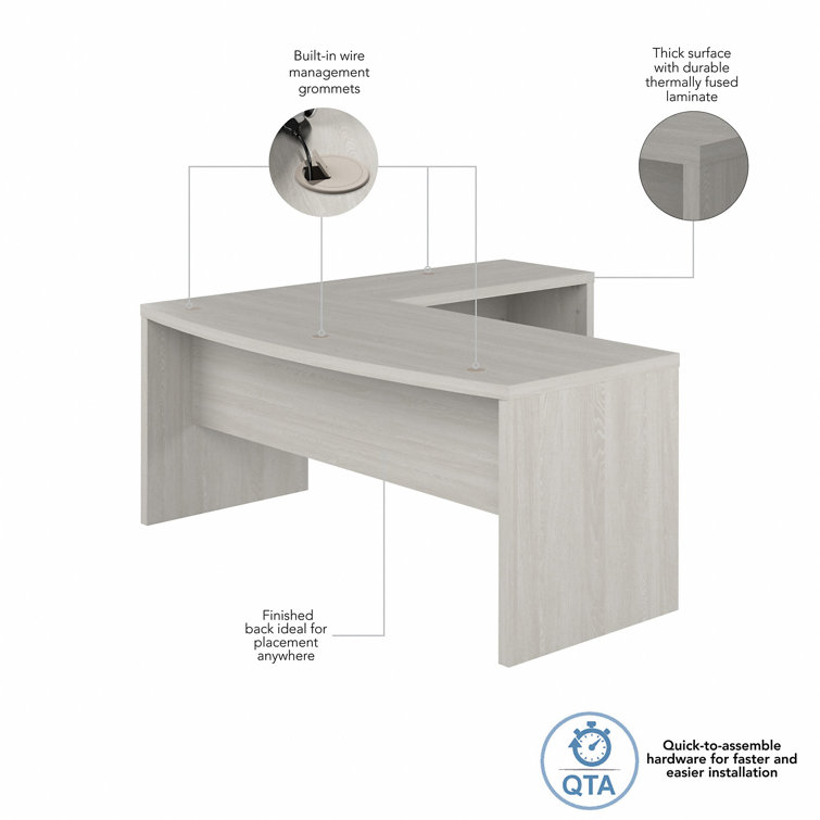 Echo Gray Sand L-Shaped Computer Desk with Drawer and Filing Cabinet