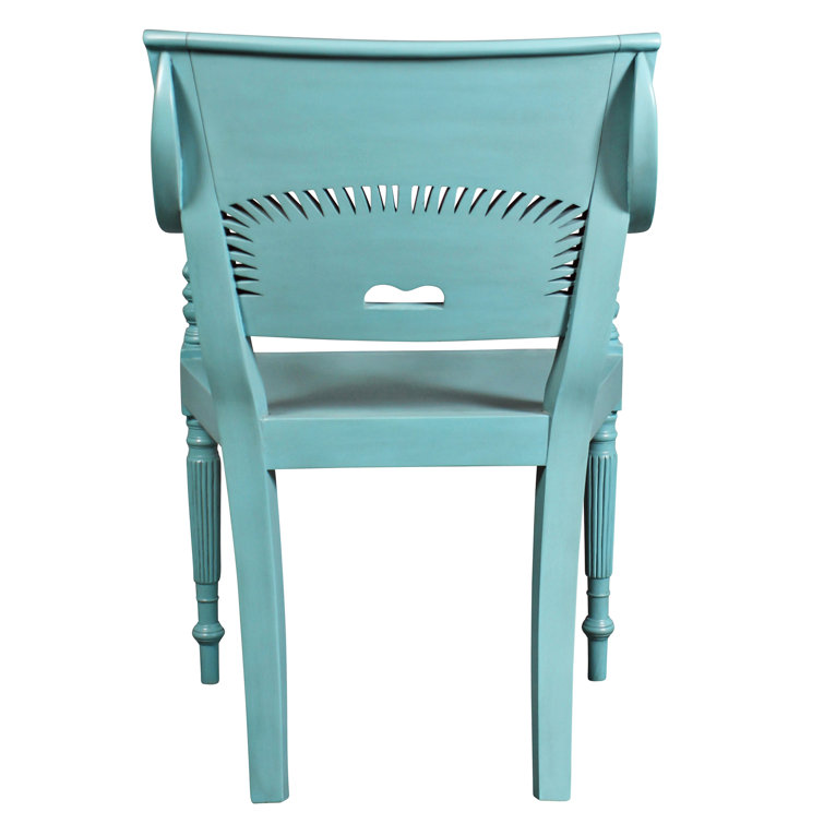 Egg-Shell Blue Mahogany Colonial Accent Chair