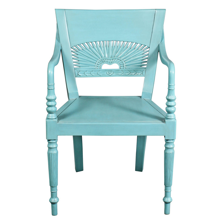 Egg-Shell Blue Mahogany Colonial Accent Chair