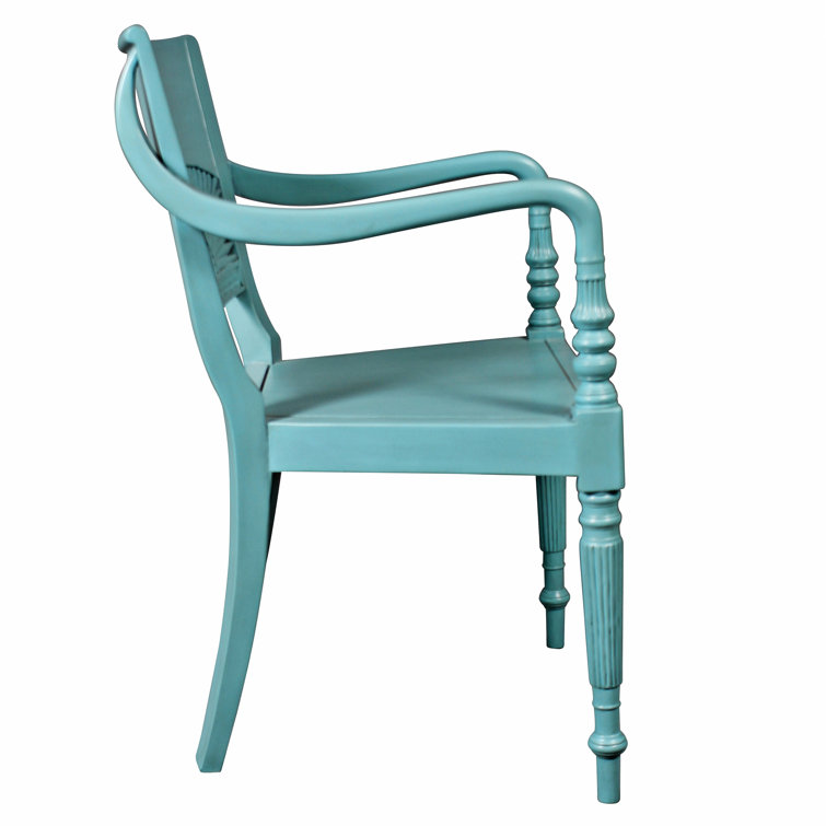 Egg-Shell Blue Mahogany Colonial Accent Chair