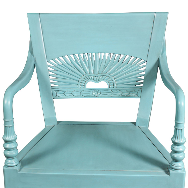 Egg-Shell Blue Mahogany Colonial Accent Chair