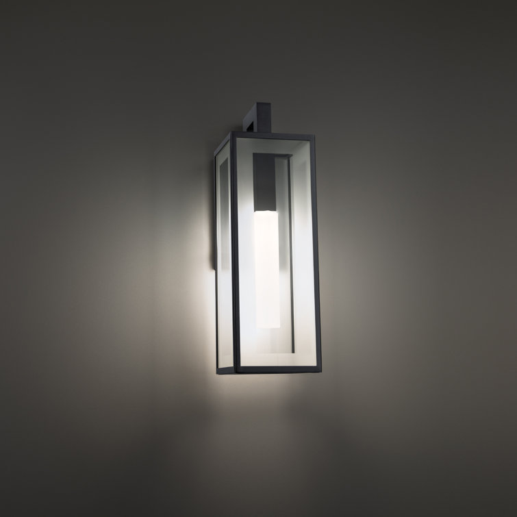 Black Aluminum LED Outdoor Wall Sconce with Clear Glass Panels