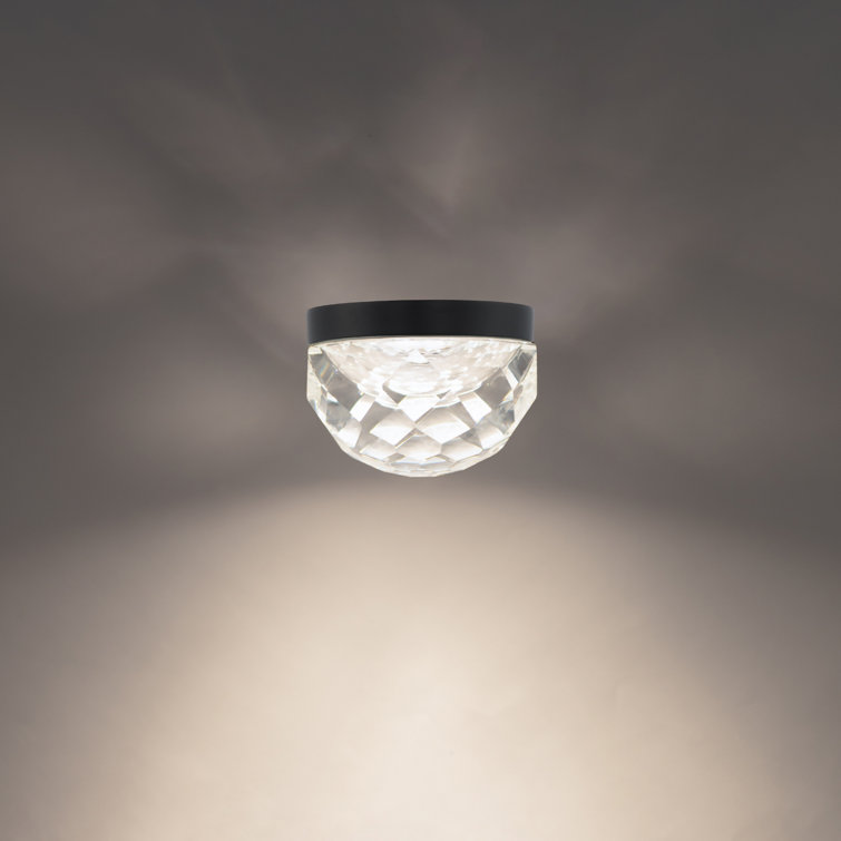 Cascade Black Aged Brass Crystal Globe LED Flush Mount