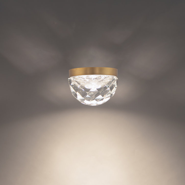 Cascade Aged Brass Crystal LED Globe Flush Mount