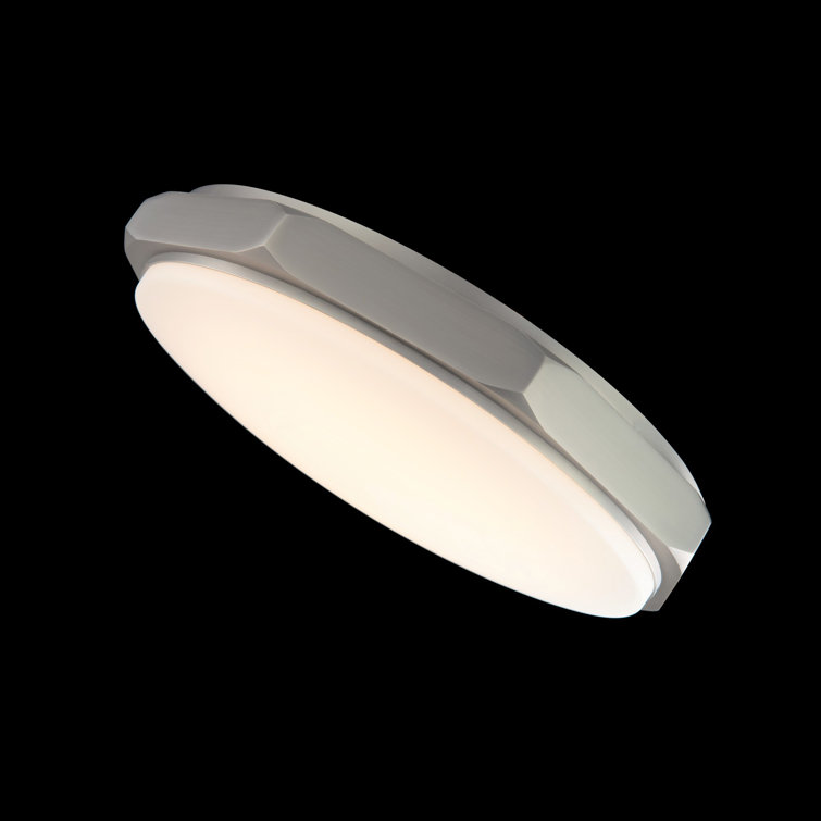 Octagonal Brushed Nickel LED Flush Mount with Opal Glass