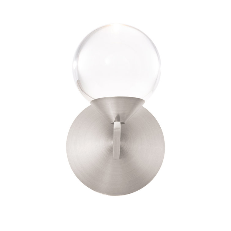 Satin Nickel Double Bubble Dimmable LED Sconce with Crystal Globe