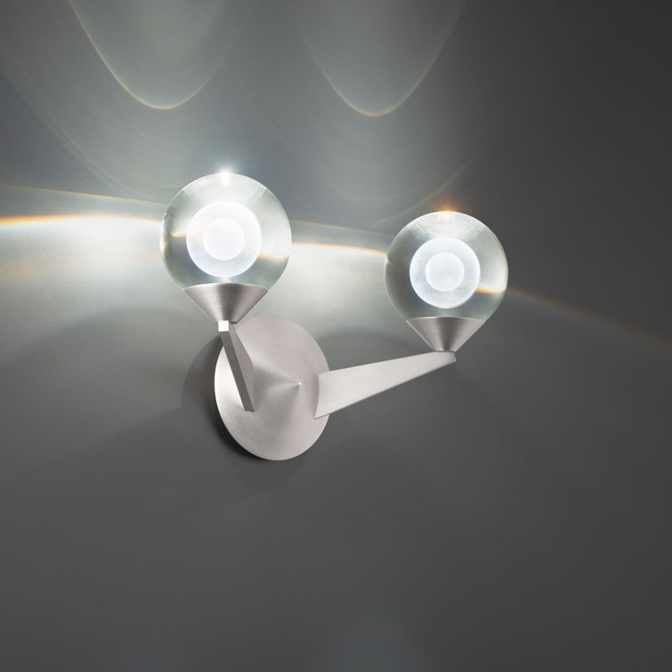 Double Globe Satin Nickel LED Wall Sconce
