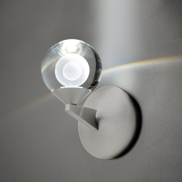 Satin Nickel Double Bubble Dimmable LED Sconce with Crystal Globe