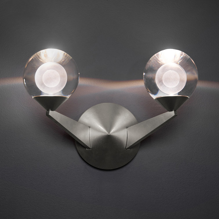 Double Globe Satin Nickel LED Wall Sconce