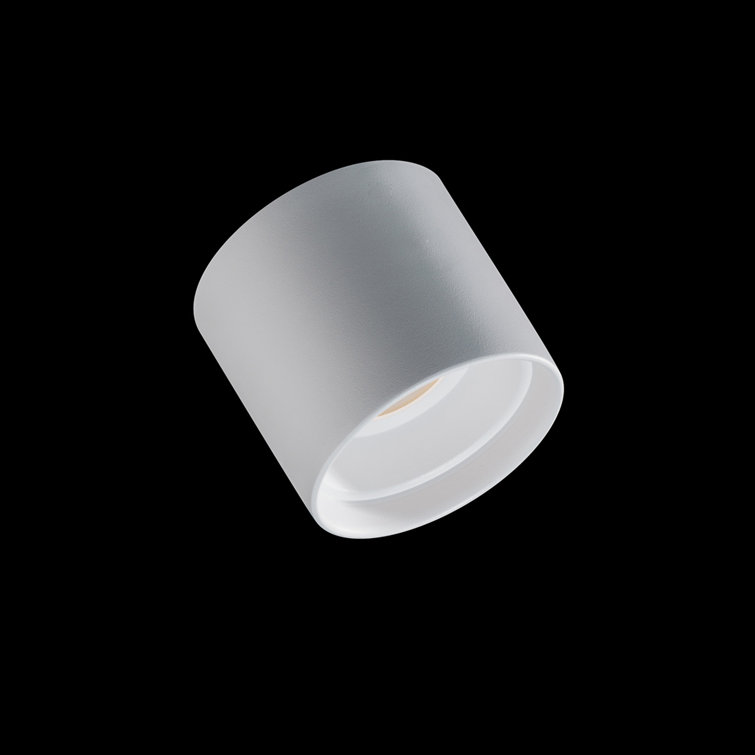 Squat Frosted White Glass Cylinder Outdoor Flush Mount Light