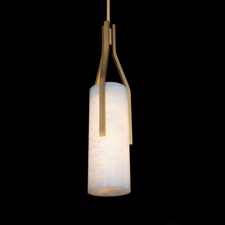 Firenze Aged Brass LED Pendant with Spanish Alabaster Shade