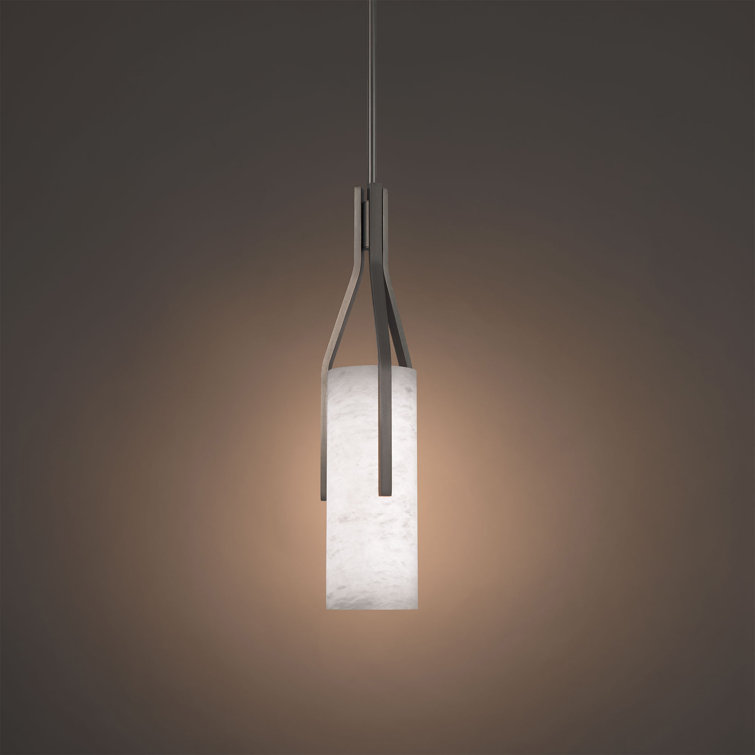 Firenze Antique Nickel LED Single Pendant with Spanish Alabaster Shade