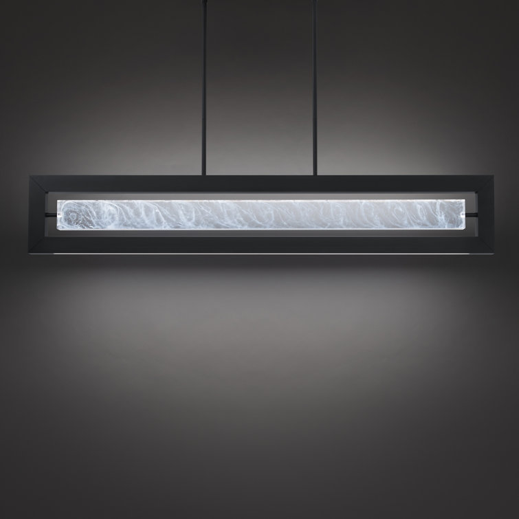 Equilibrium Black LED Kitchen Island Pendant with Cloudy Acrylic Shade