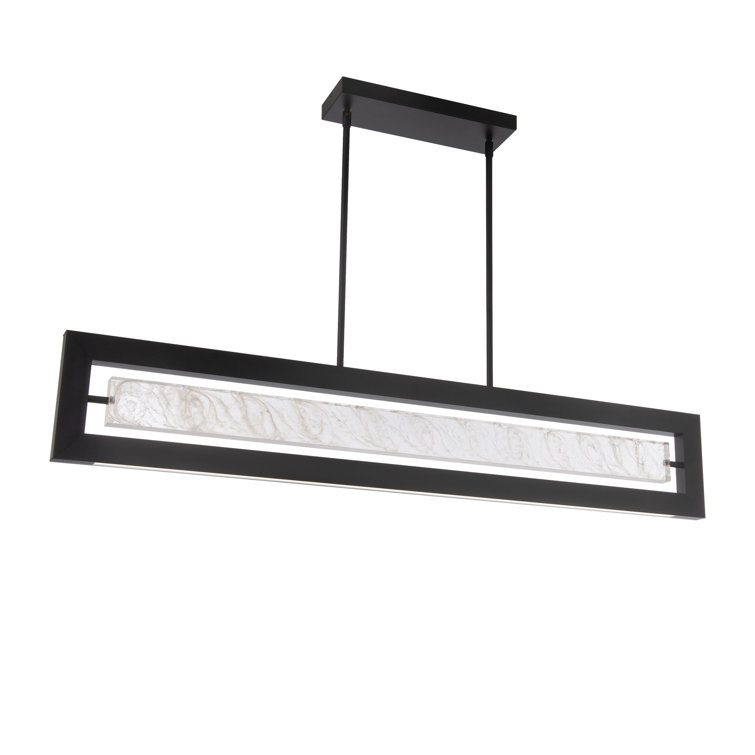 Equilibrium Black LED Kitchen Island Pendant with Cloudy Acrylic Shade