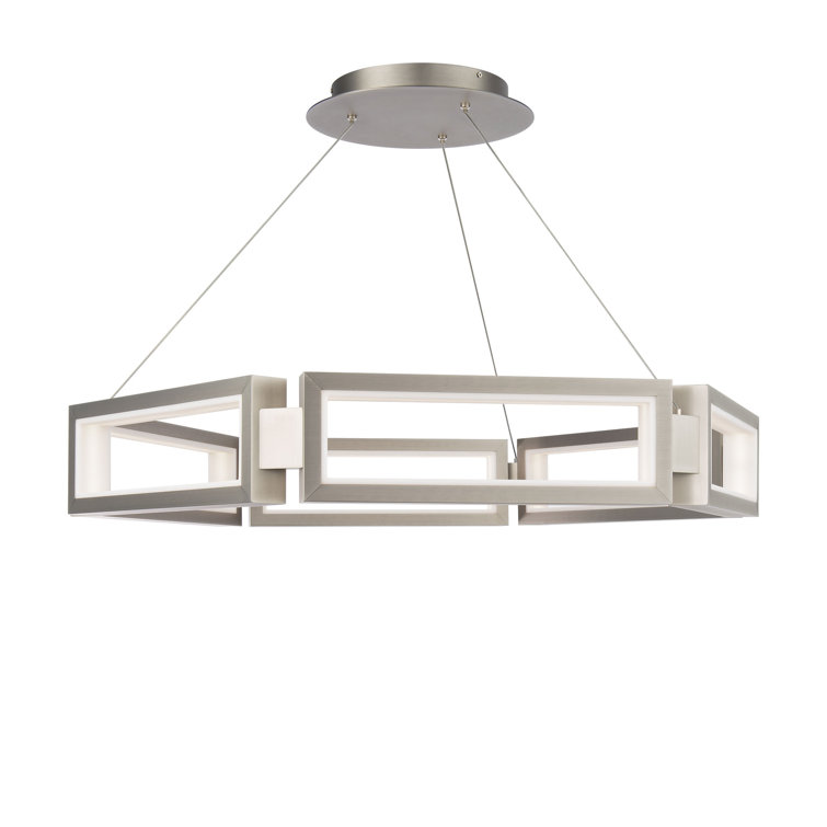 Brushed Nickel and Brass 6-Light LED Chandelier with Crystal Accents