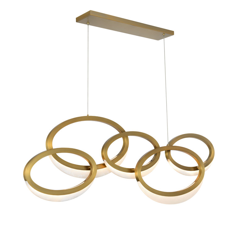 Aged Brass and Alabaster LED Pendant Light