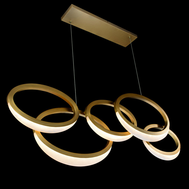 Aged Brass and Alabaster LED Pendant Light